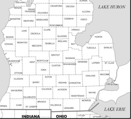 MICHIGAN MAP COUNTY OUTLINE download to your computer